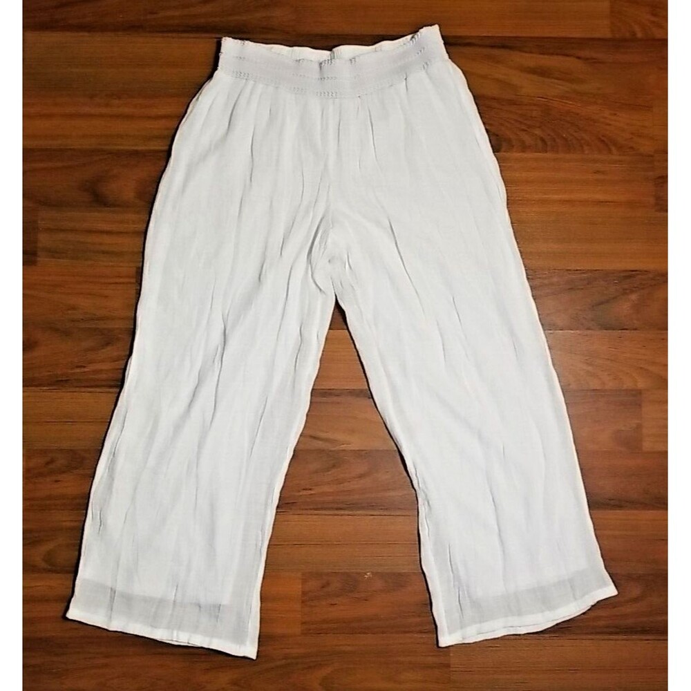 White Beach Swimsuit Cover UP Pants XL Apt. 9 Gauzy Feel Elastic waist       T10
